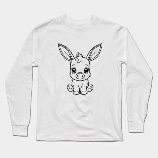 Cute Baby Donkey Animal Outline Long Sleeve T-Shirt